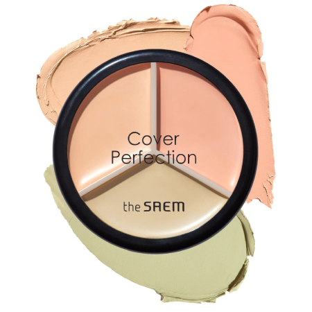 The Saem Cover Perfection Triple pot concealer #03 Correct-up Beige 4.5g. , The Saem  , thesaem , เครื่องสำอางเกาหลี ,คอนซีลเลอร์ , the saem concealer ซื้อที่ไหน , บาล์ม คอนซีลเลอร์ 3 หลุม The saem